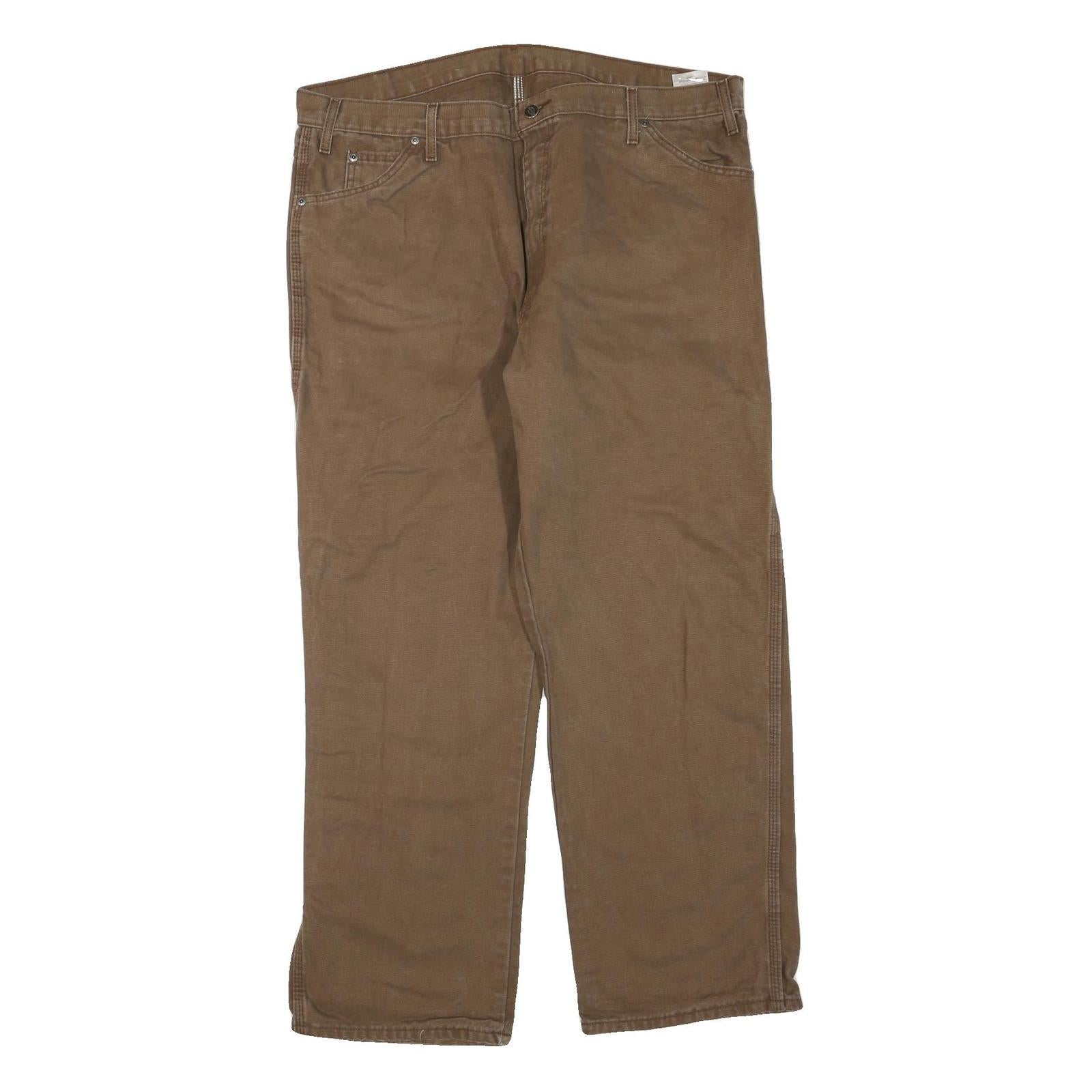 DICKIES Mens Jeans Brown Regular Straight Denim Raw W40 L30 Zip Workwear Refurbished - N/A refurbished available on Cerqular