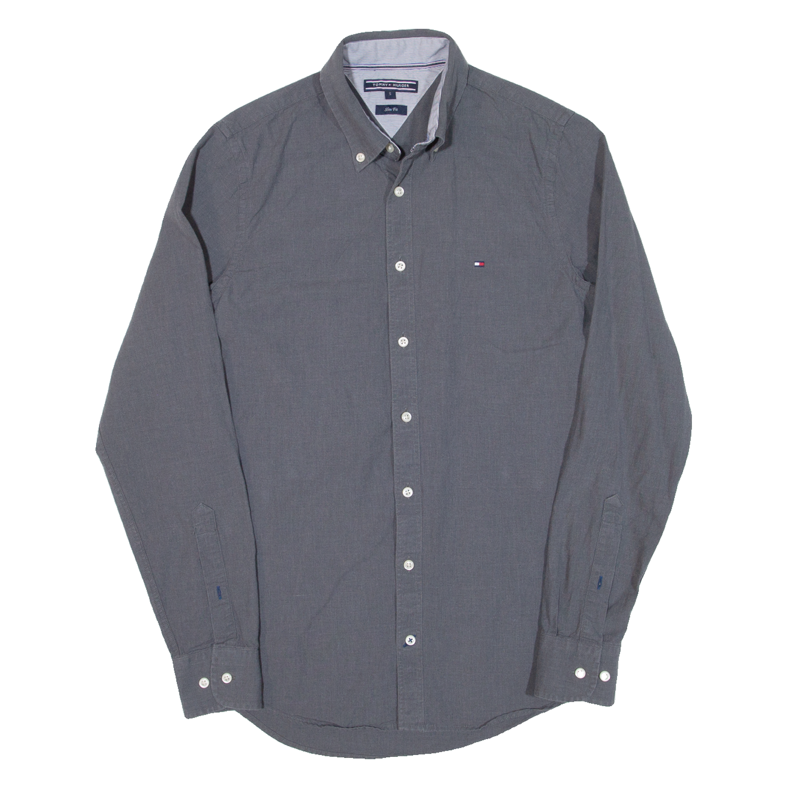 TOMMY HILFIGER Slim Fit Mens Plain Shirt Grey Long Sleeve S Refurbished - N/A refurbished available on Cerqular