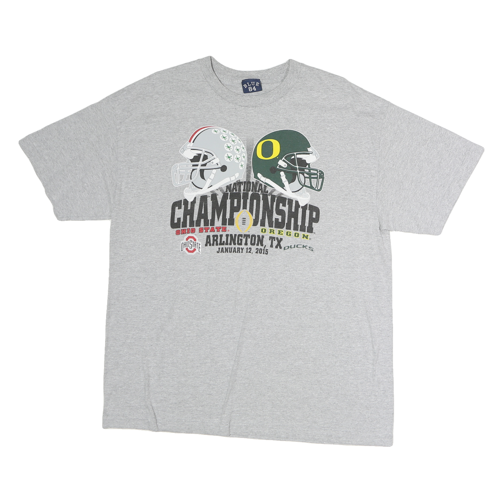 BLUE 84 Mens Grey National Championship Graphic T-Shirt L Crew Neck Short Sleeve Refurbished - N/A refurbished available on Cerqular