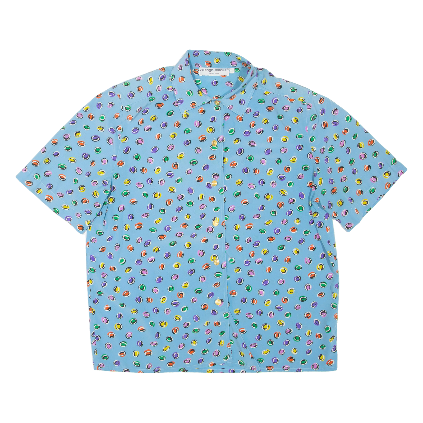 SOLANGE MONDOR Womens Printed Shirt Blue Collared Spotted L Refurbished - N/A refurbished available on Cerqular