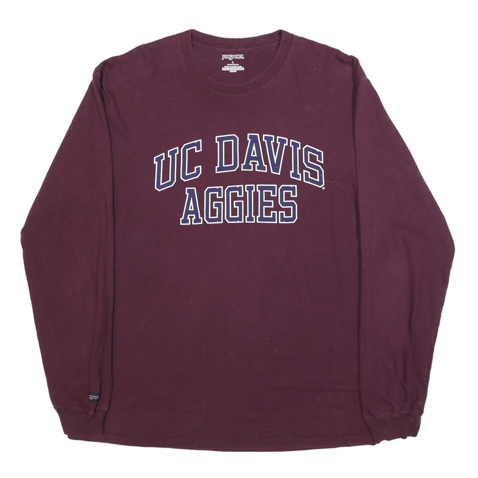 JANSPORT Mens Maroon UC Davis Aggies Graphic T-Shirt L Long Sleeve Crew Neck Refurbished - N/A refurbished available on Cerqular