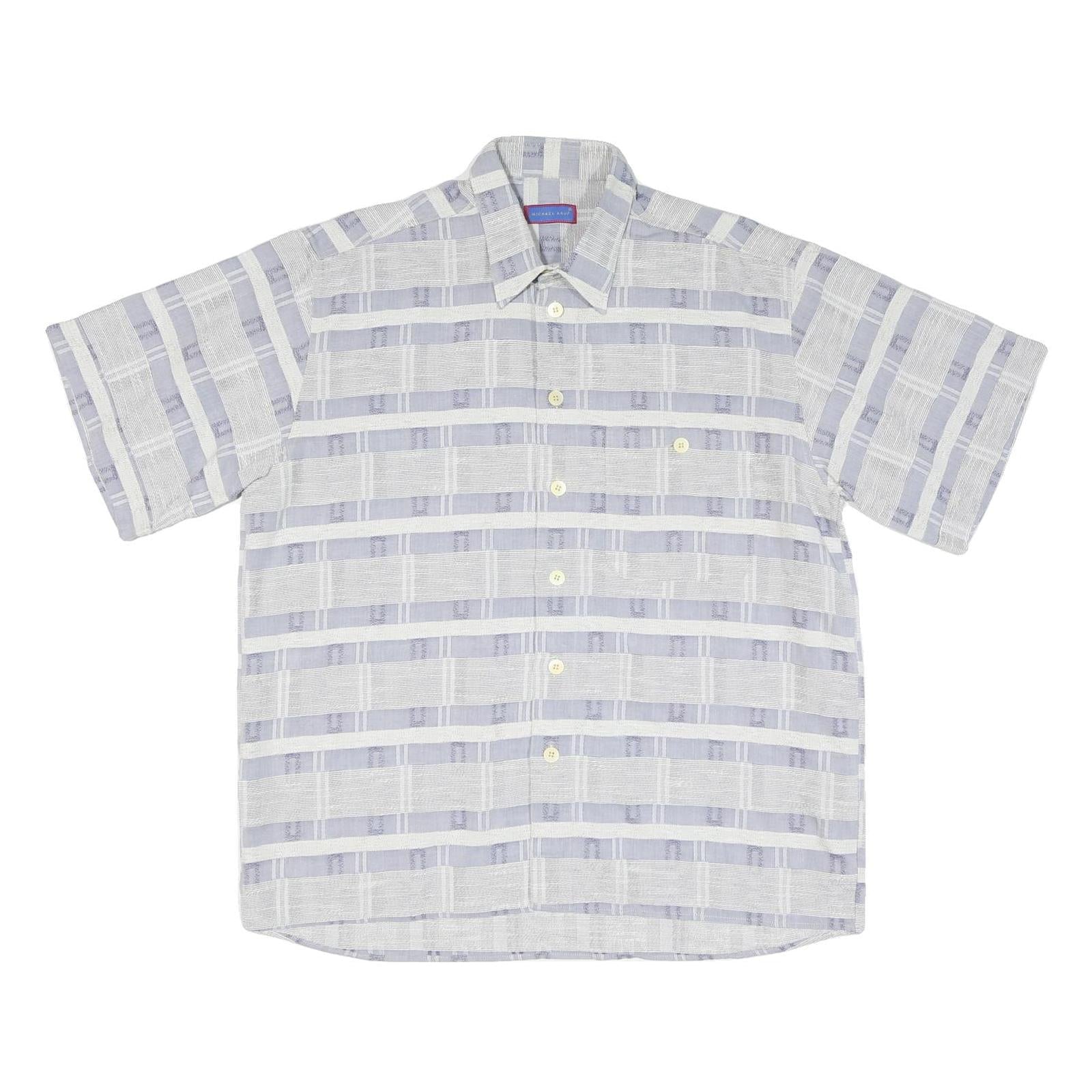 Mens Blue & White Cotton Blend Shirt XL Short Sleeve Button Casual Summer Refurbished - N/A refurbished available on Cerqular