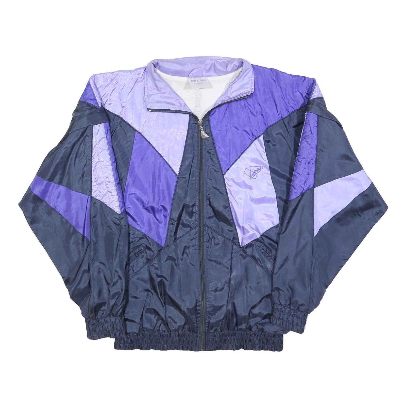 PAND'ORA Womens Blue & Purple Zip Jacket L Polyester Blend Colourblock Retro Refurbished - N/A refurbished available on Cerqular