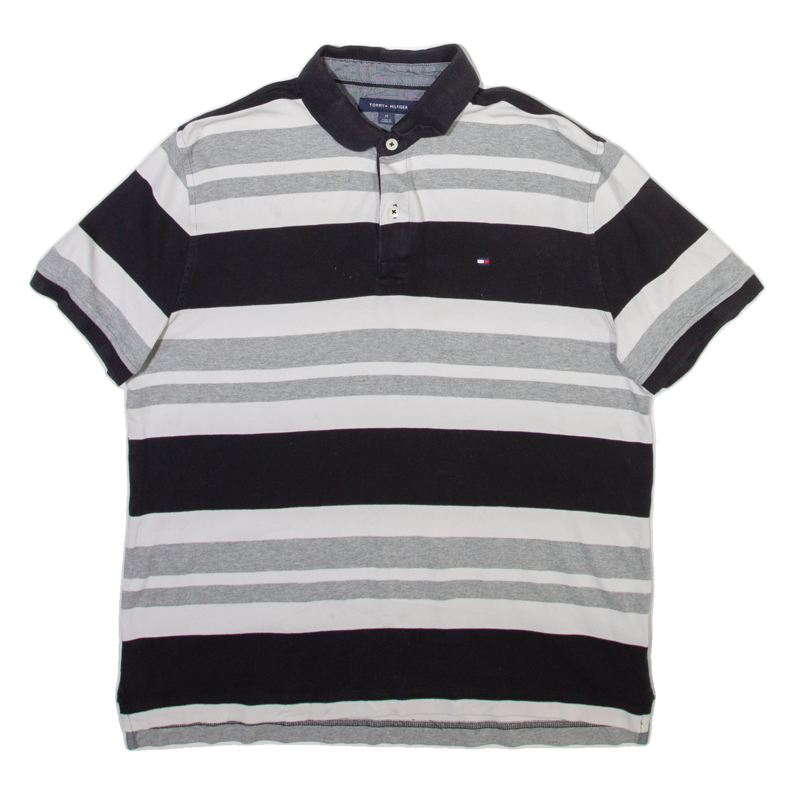 TOMMY HILFIGER Mens Polo Shirt Grey Striped M Refurbished - N/A refurbished available on Cerqular