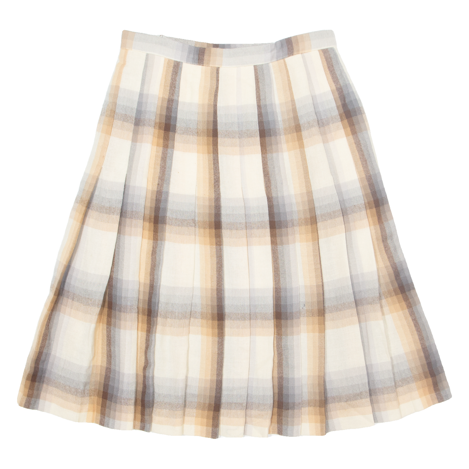 JACQUES Womens Pleated Skirt Beige Knee Length Check M Refurbished - N/A refurbished available on Cerqular