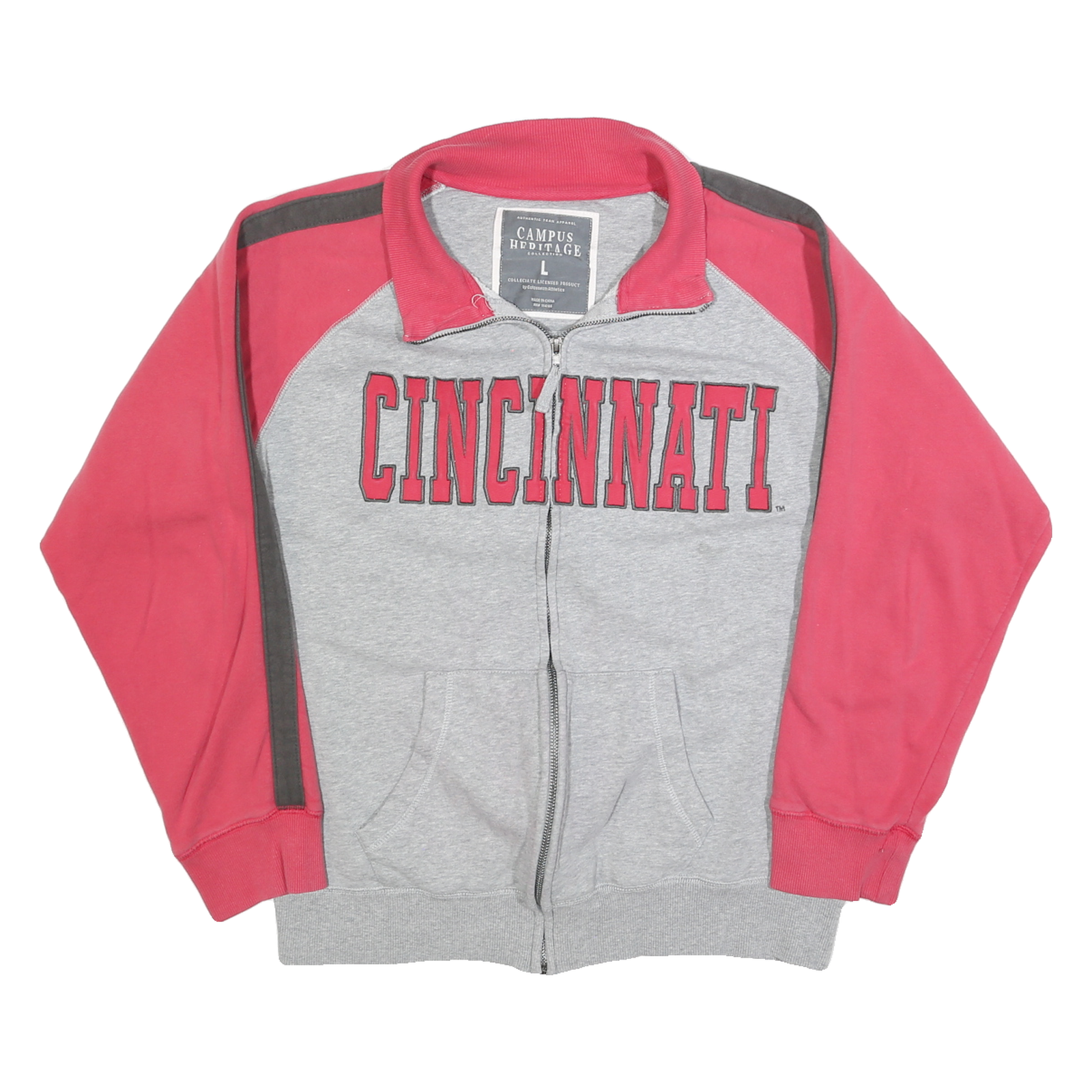 CAMPUS HERITAGE Mens Grey & Red Cincinnati Track Jacket L Cotton Blend Jersey Refurbished - N/A refurbished available on Cerqular