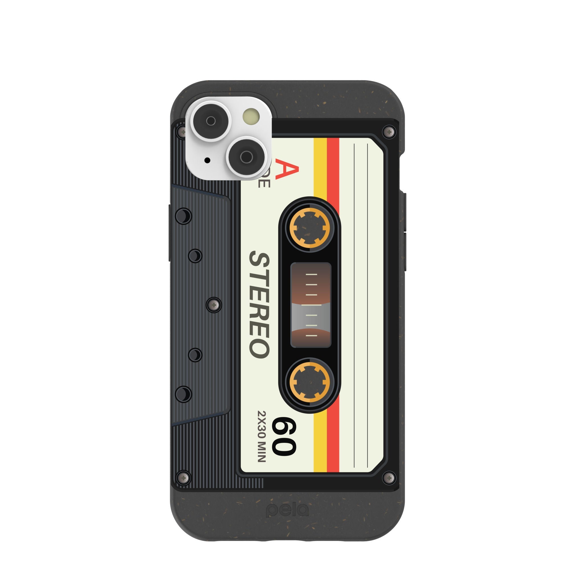 Black Cassette iPhone 14 Plus Case Refurbished - Pela Case refurbished available on Cerqular