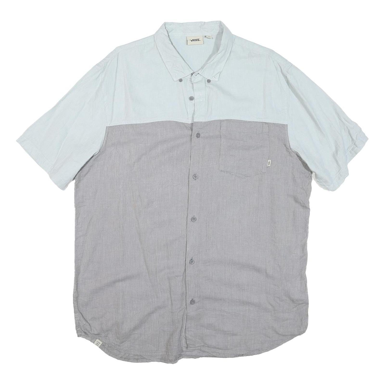 VANS Mens Light Blue & Grey Cotton Blend Shirt XL Casual Button-Up Refurbished - N/A refurbished available on Cerqular