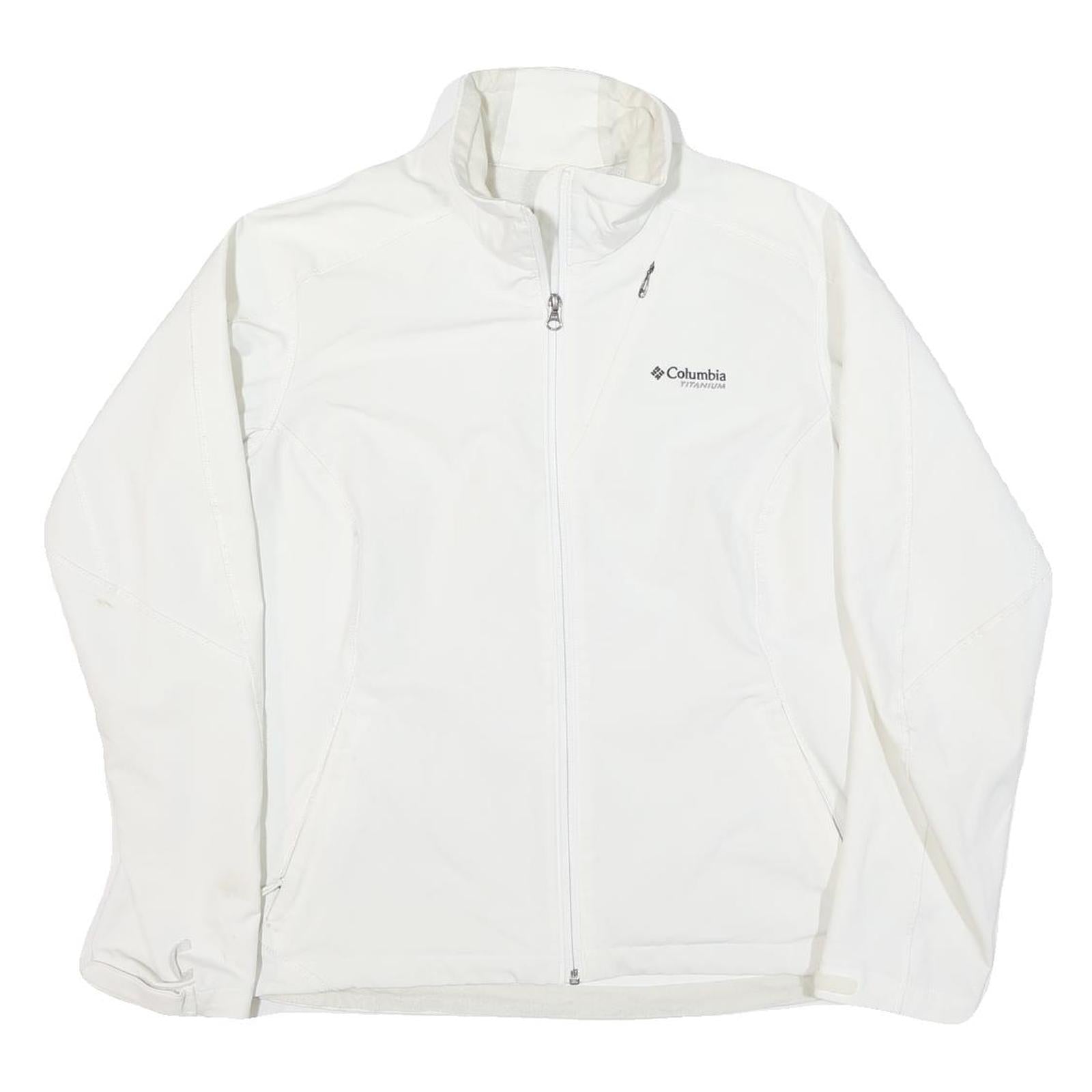 COLUMBIA Mens White Titanium Jacket L Polyester Blend Plain Outdoor Zip Refurbished - N/A refurbished available on Cerqular