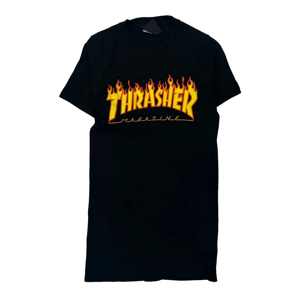 Thrasher Graphic T-Shirt - XS Black Cotton Refurbished - Thrifted (note: this is a term often used to describe second- refurbished available on Cerqular