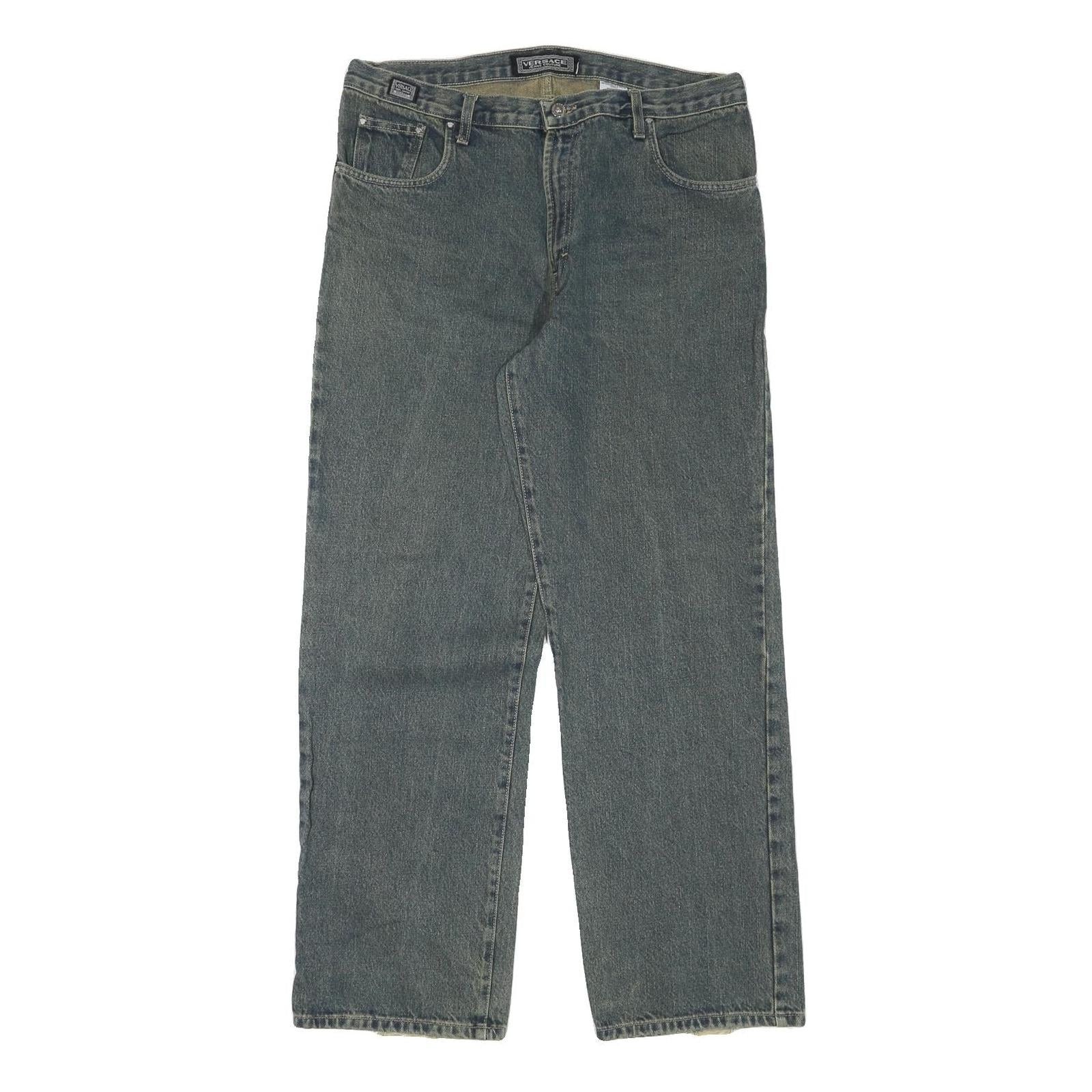 VERSACE JEANS COUTURE Mens Jeans Blue Regular Straight Denim Light W35 L31 Refurbished - N/A refurbished available on Cerqular