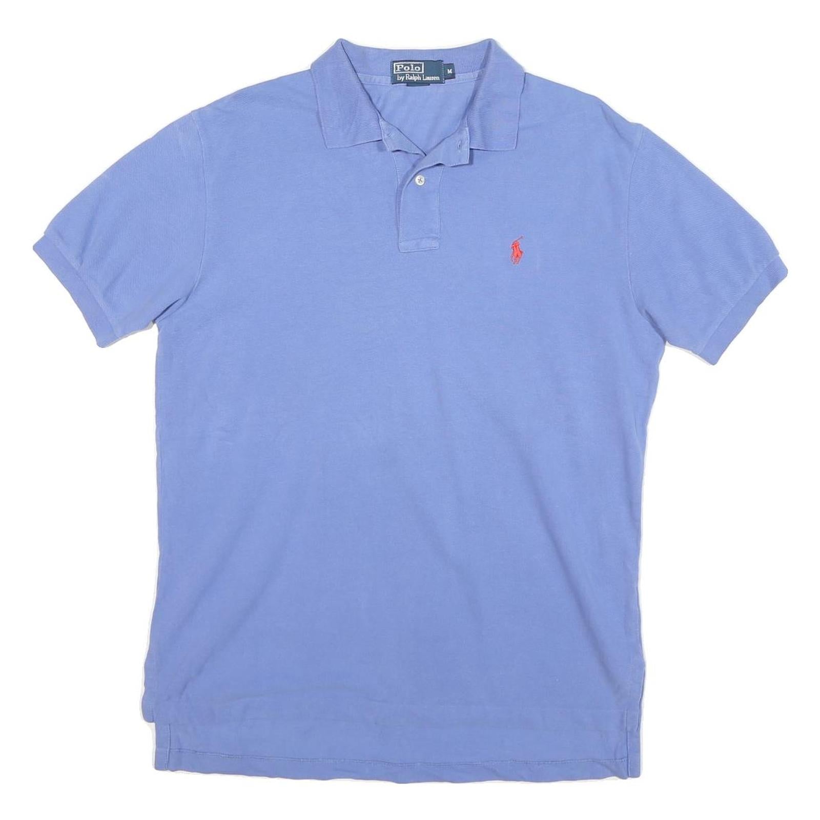 POLO RALPH LAUREN Mens Blue Short Sleeve Plain L Cotton Blend Polo Shirt Refurbished - N/A refurbished available on Cerqular