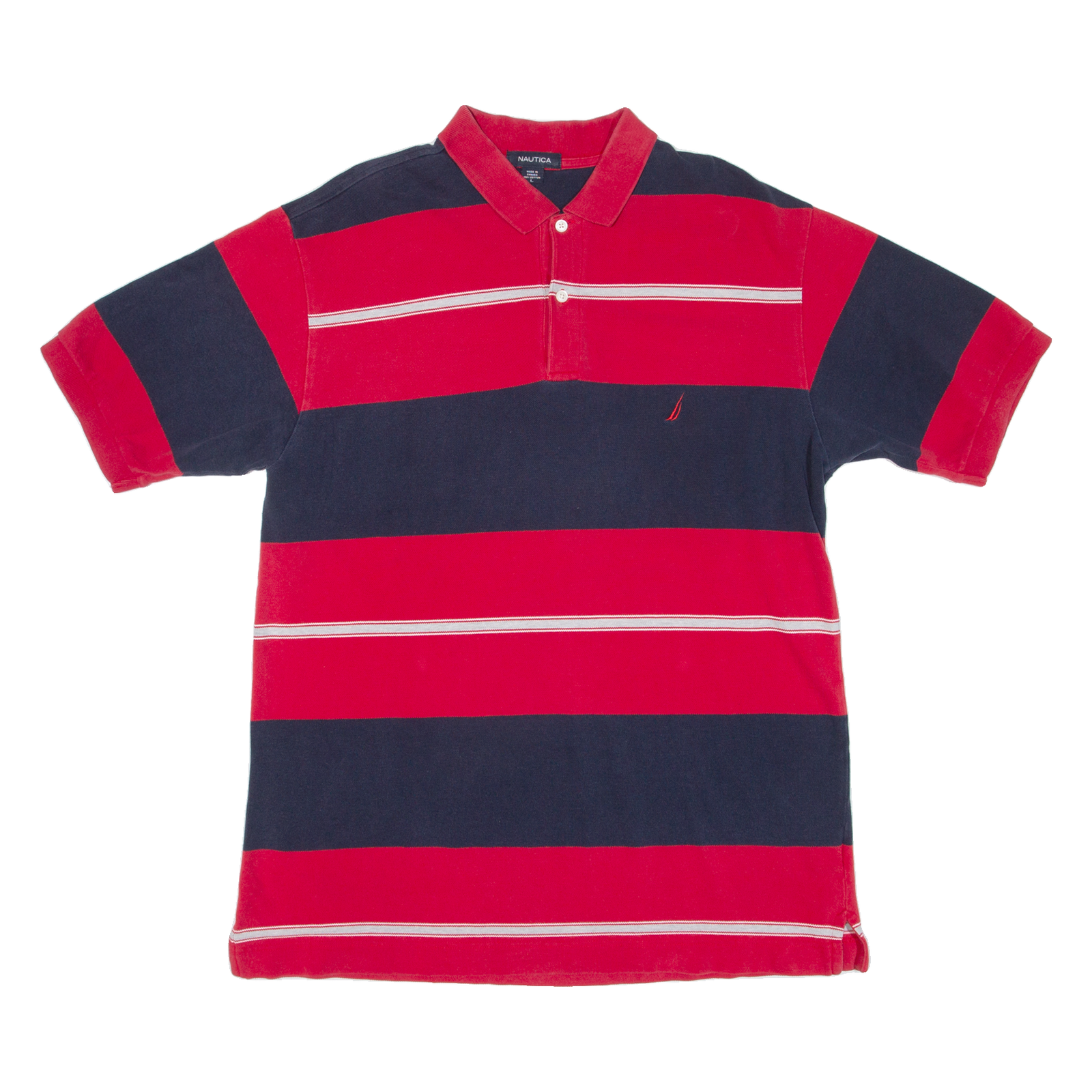 NAUTICA Mens Polo Shirt Red Striped L Refurbished - N/A refurbished available on Cerqular