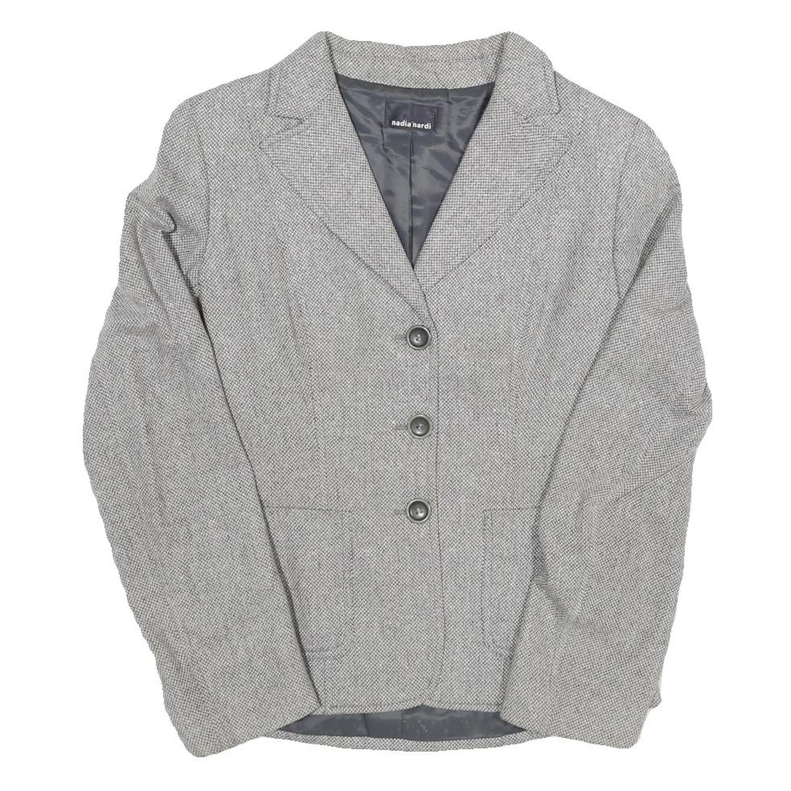 Womens Grey Plain Tailored Jacket S Polyester Blend Button Closure Formal Refurbished - N/A refurbished available on Cerqular