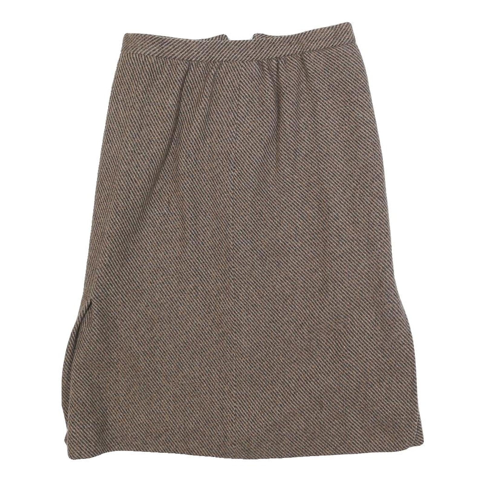 Womens Brown A-Line Midi Woven Plain Skirt Size S Classic Office Wear Refurbished - N/A refurbished available on Cerqular