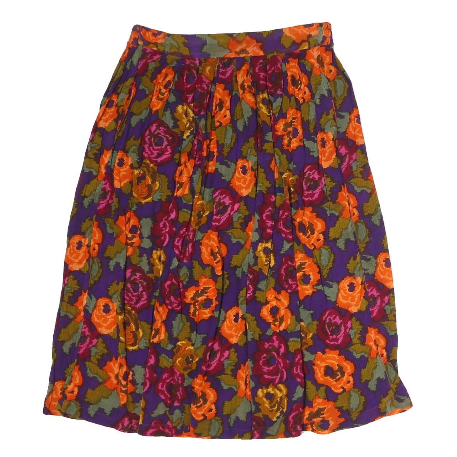 PASSPORT Womens Purple Floral Pleated Midi Nylon Skirt Size M Vintage Style Refurbished - N/A refurbished available on Cerqular