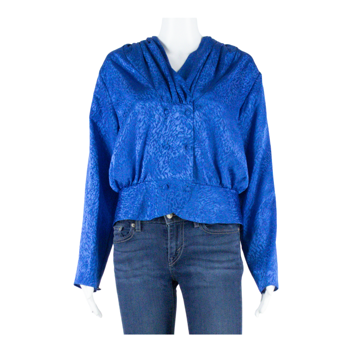 FARADAY Womens Wrap Blouse Blue V-Neck Long Sleeve S Refurbished - N/A refurbished available on Cerqular