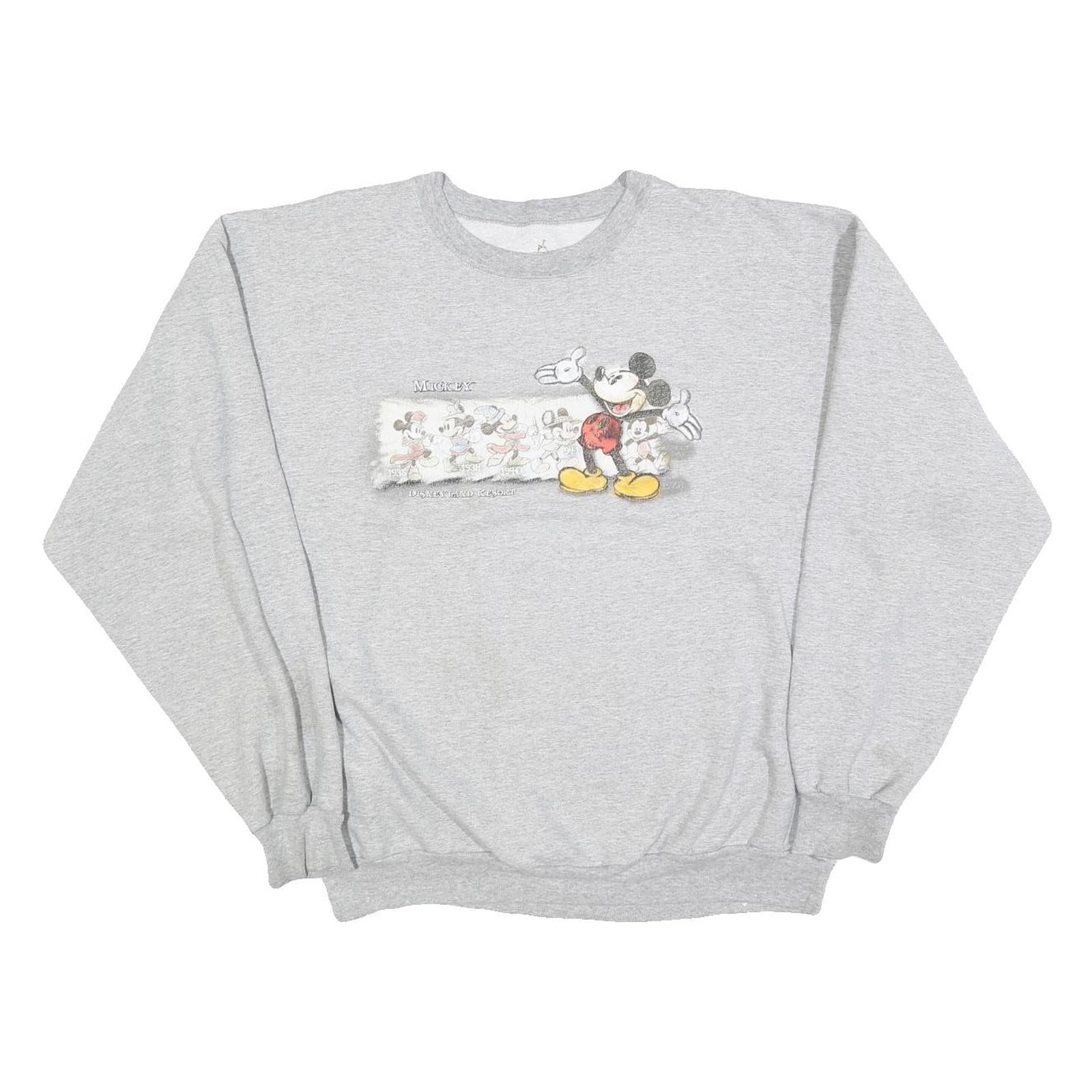 DISNEY Womens Grey Mickey Mouse Crew Neck L Cotton Blend Sweatshirt Casual Refurbished - N/A refurbished available on Cerqular