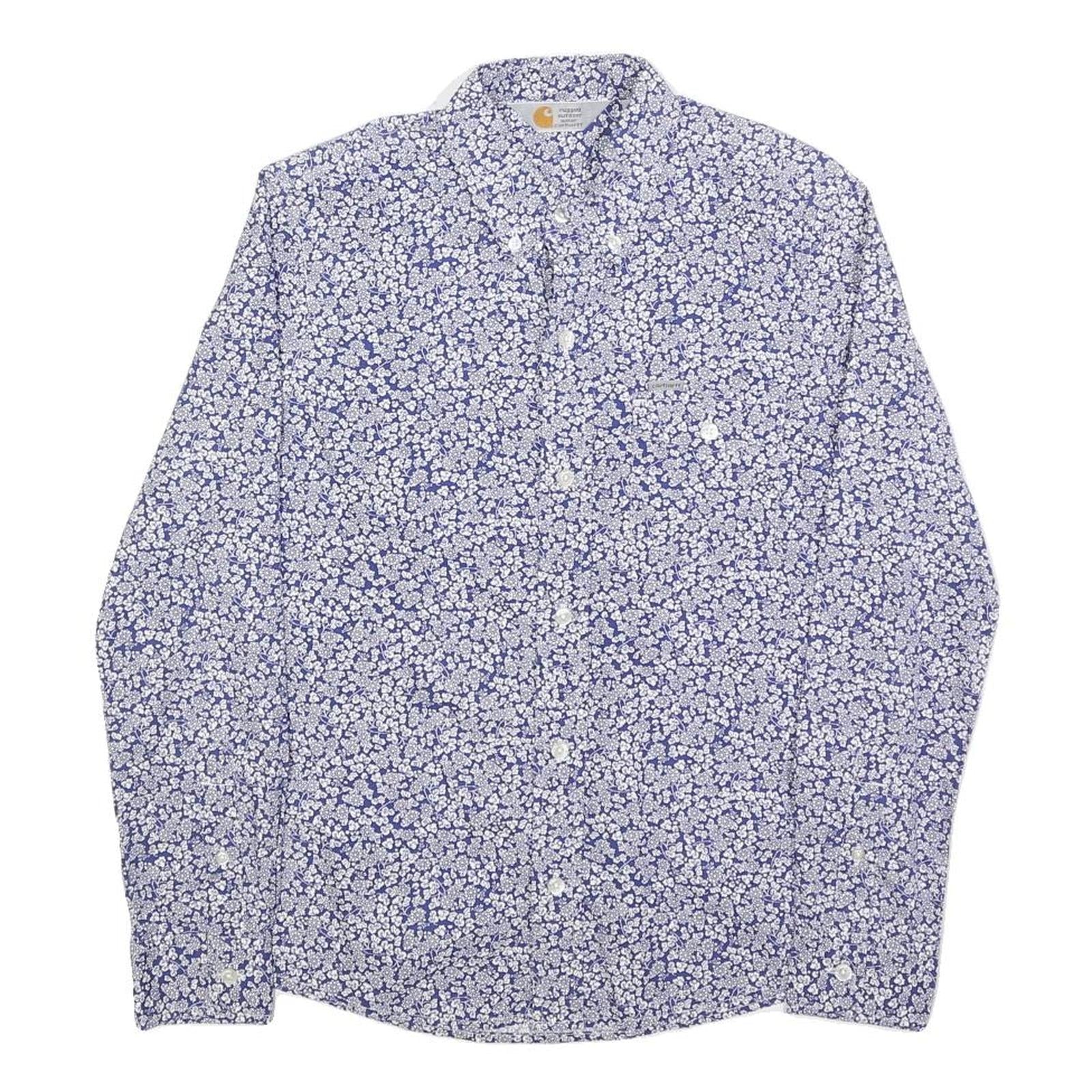 CARHARTT Womens Blue & White Floral Cotton Blend Shirt S Button Down Collar Long Refurbished - N/A refurbished available on Cerqular