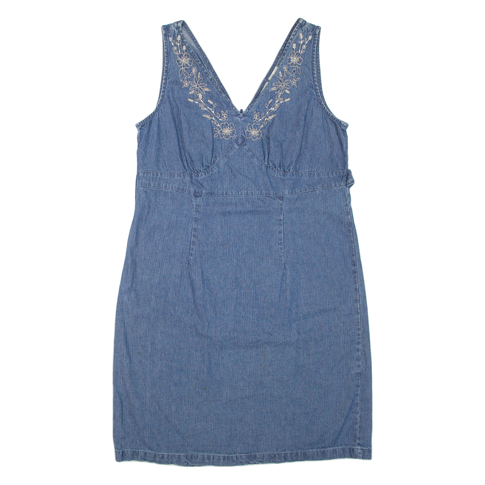 FADED GLORY Womens Day Dress Blue Denim Floral Sleeveless Short L Refurbished - N/A refurbished available on Cerqular