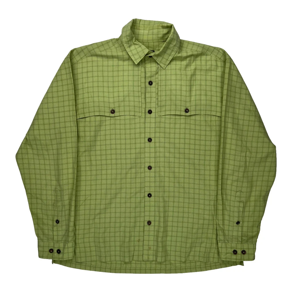 Patagonia Checked Shirt - Medium Green Polyester Refurbished - Thrifted (note: this is a term often used to describe second- refurbished available on Cerqular