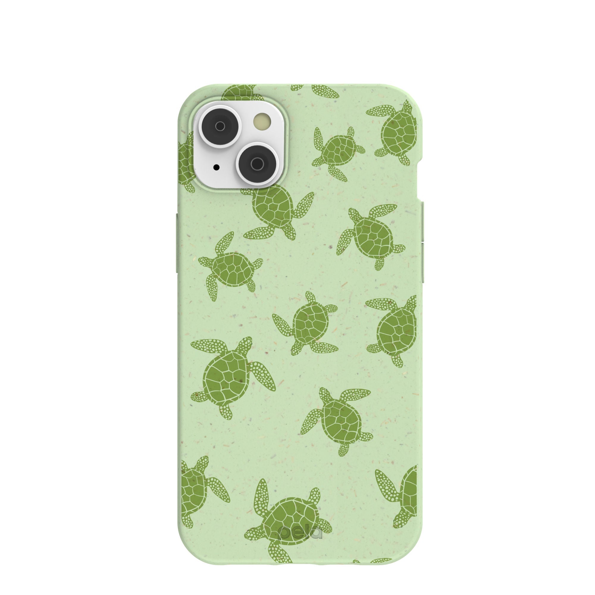 Sage Green Tiny Turtles iPhone 14 Plus Case Refurbished - Pela Case refurbished available on Cerqular