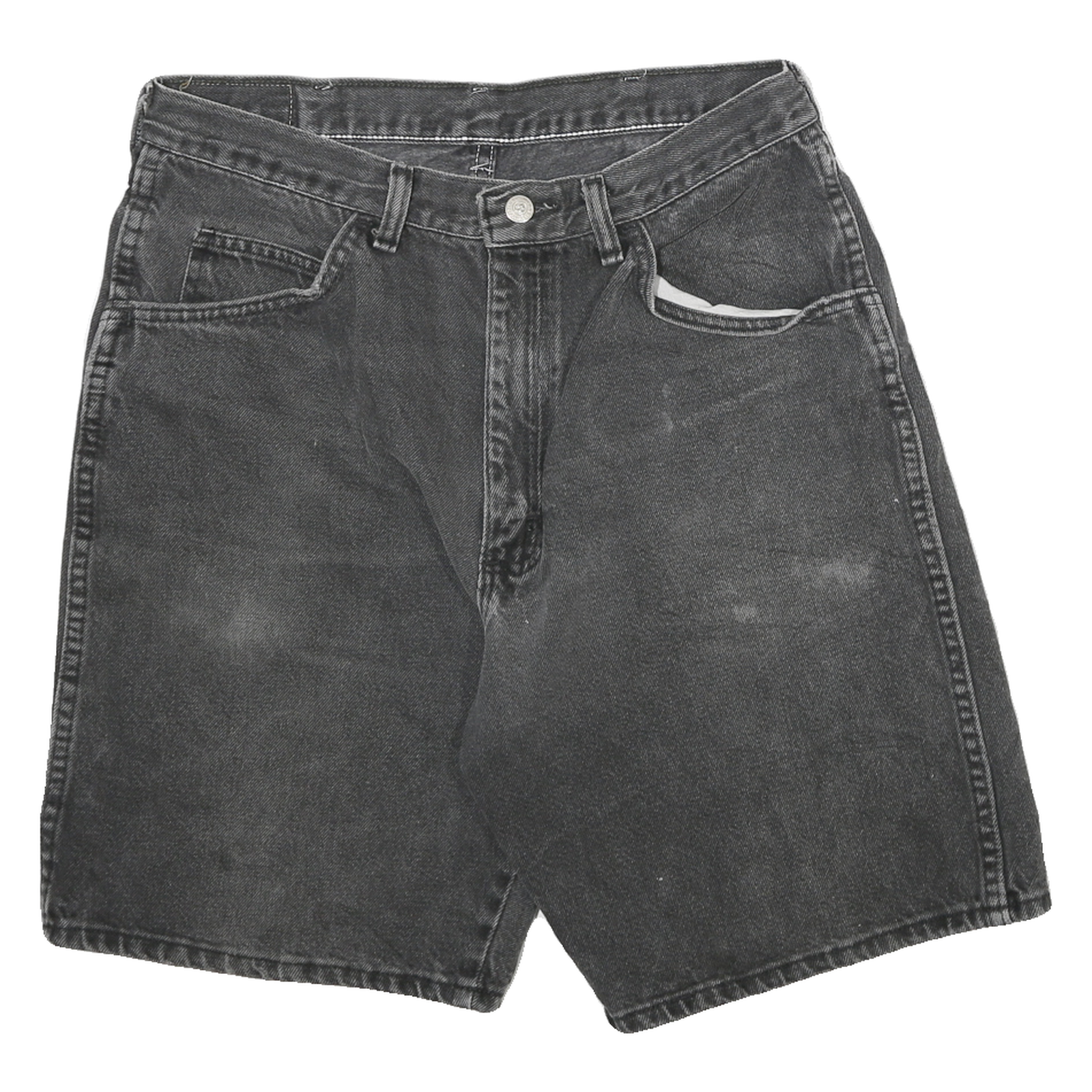 WRANGLER Mens Black Denim Shorts L W30 Casual Cotton Classic Fit Refurbished - N/A refurbished available on Cerqular