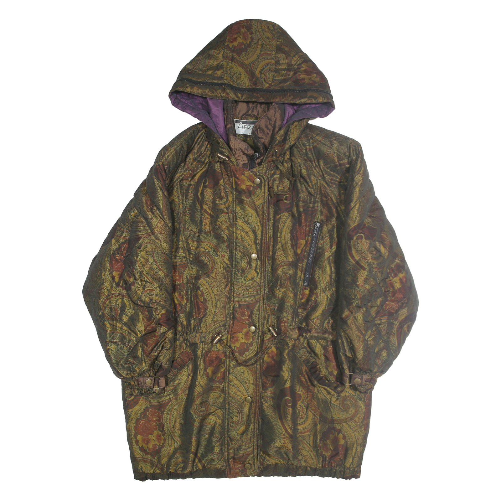APPROPOS Womens Brown & Green Paisley Outdoor Jacket S Polyester Blend Zip Refurbished - N/A refurbished available on Cerqular