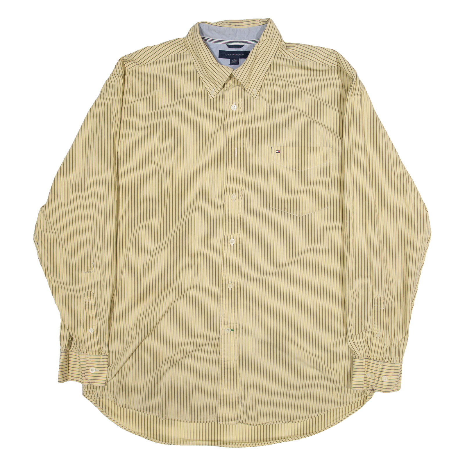 TOMMY HILFIGER Mens Shirt Yellow Striped Long Sleeve XL Refurbished - N/A refurbished available on Cerqular