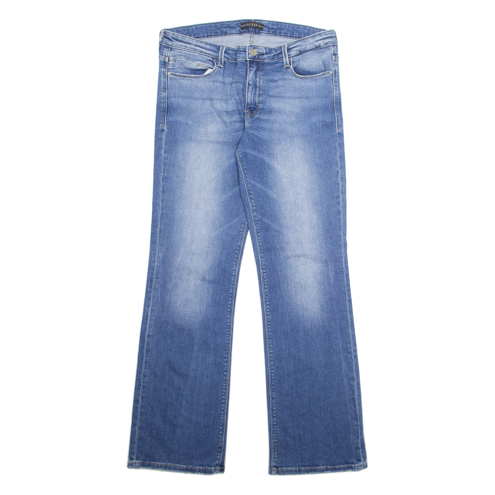 GUESS Womens Jeans Blue Regular Wide-Leg Stone Wash W32 L33 Refurbished - N/A refurbished available on Cerqular