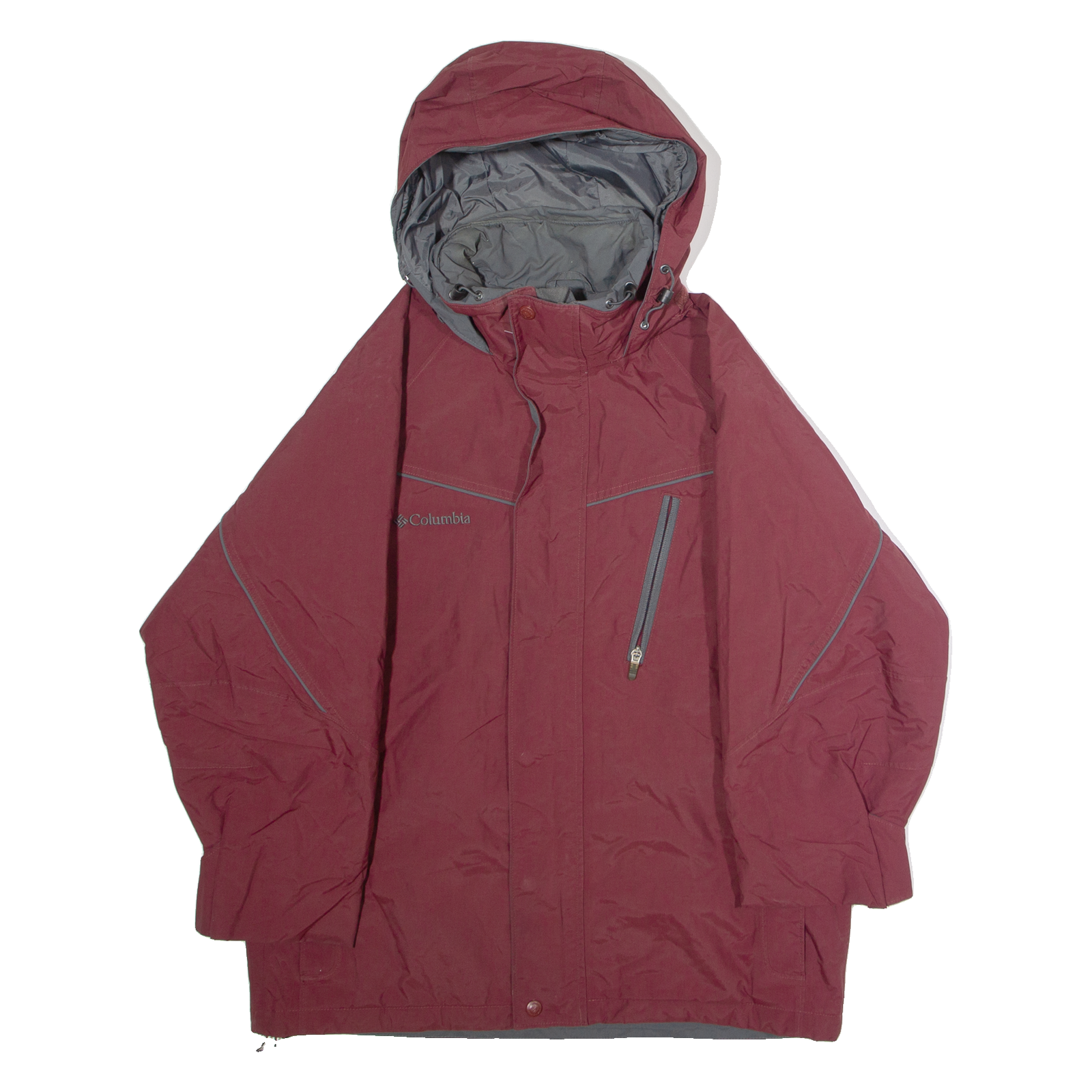 COLUMBIA Mens Jacket Maroon Nylon Hooded M Refurbished - N/A refurbished available on Cerqular