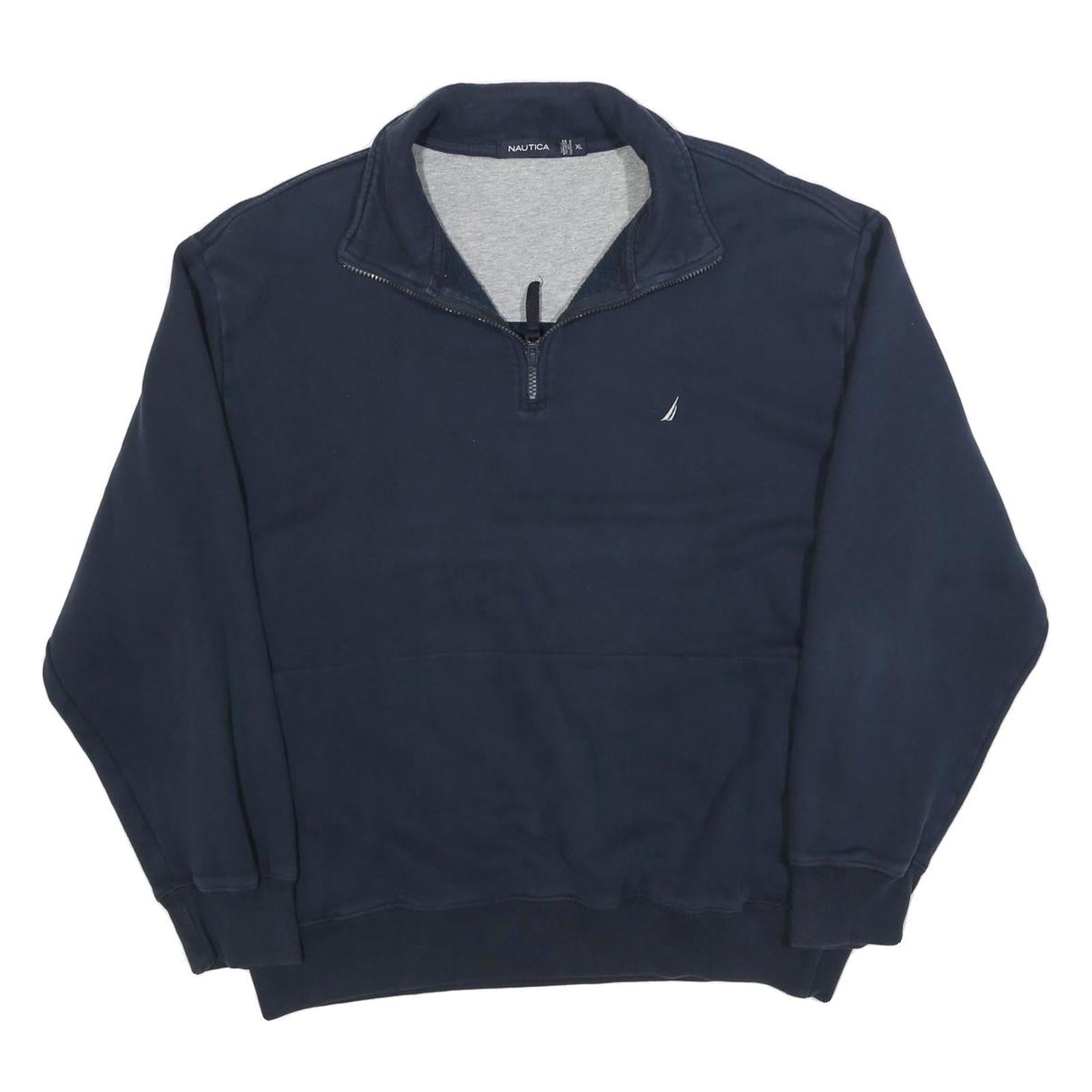 NAUTICA Mens Navy Blue Half Zip Sweatshirt XL Cotton Blend Casual Pullover Refurbished - N/A refurbished available on Cerqular