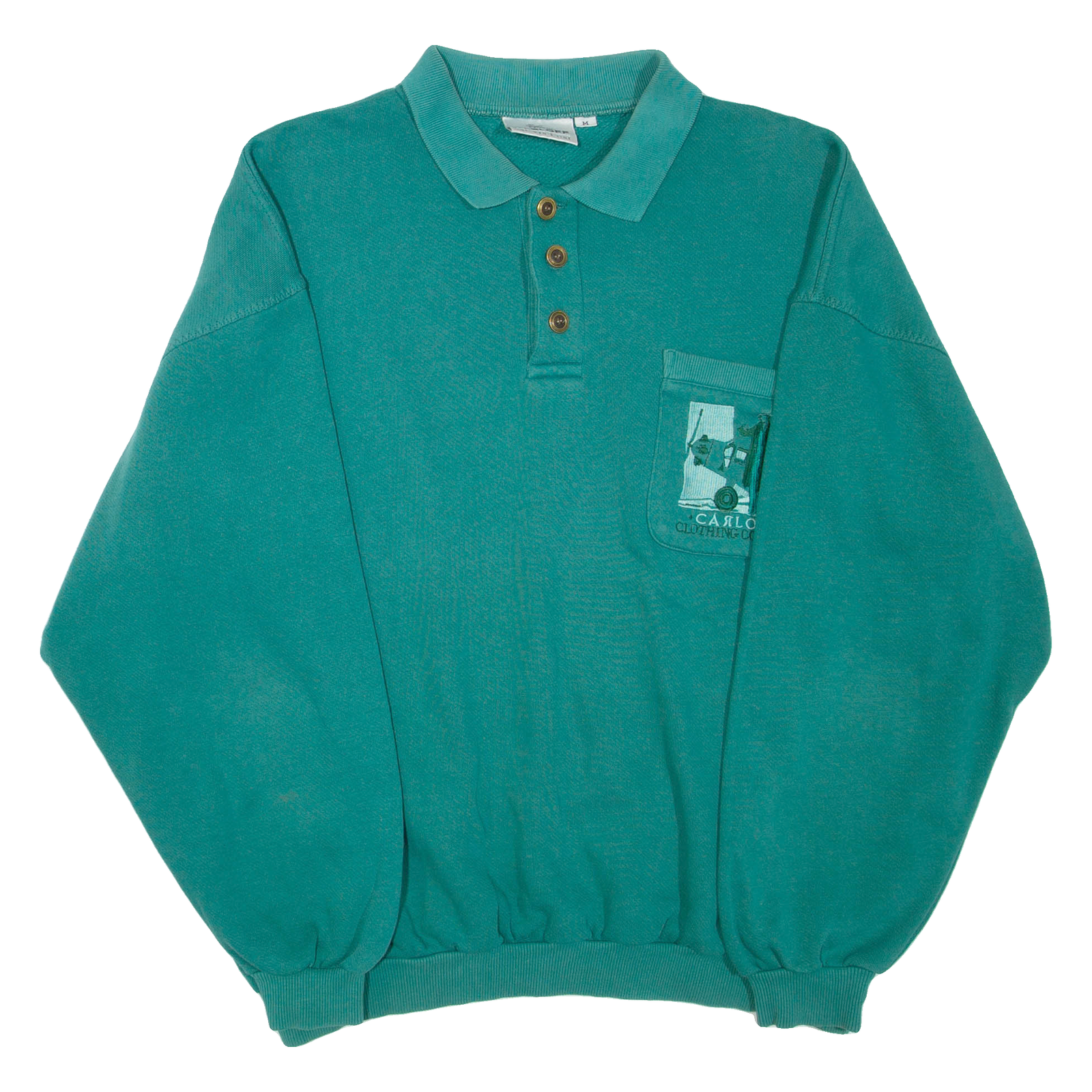 KARLOFF Mens Sweatshirt Green Collared M Refurbished - N/A refurbished available on Cerqular