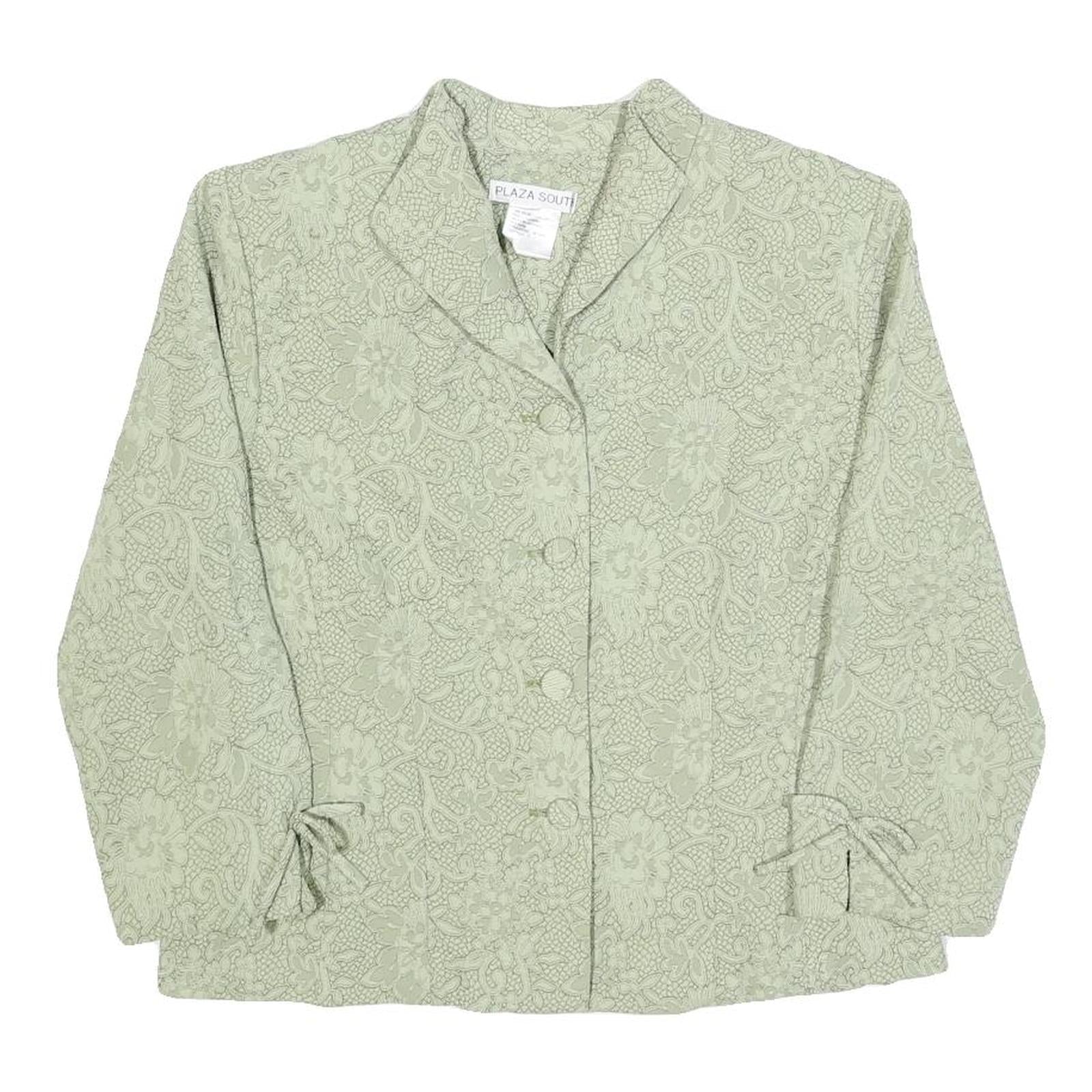 PLAZA SOUTH Womens Green Printed Shirt Long Sleeve Collared S Elegant Refurbished - N/A refurbished available on Cerqular