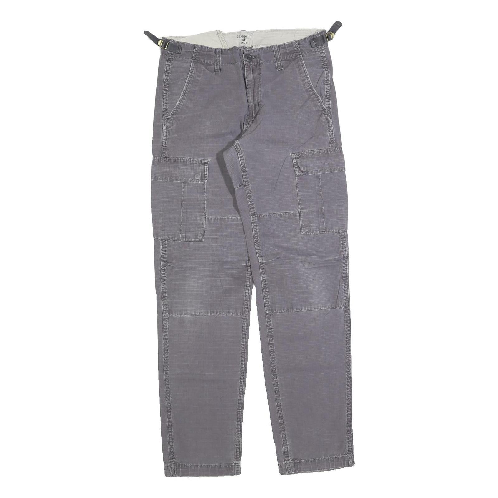 CARHARTT Mens Cotton Blend Relaxed Grey Cargo Trousers W28 L32 Workwear Zip Refurbished - N/A refurbished available on Cerqular
