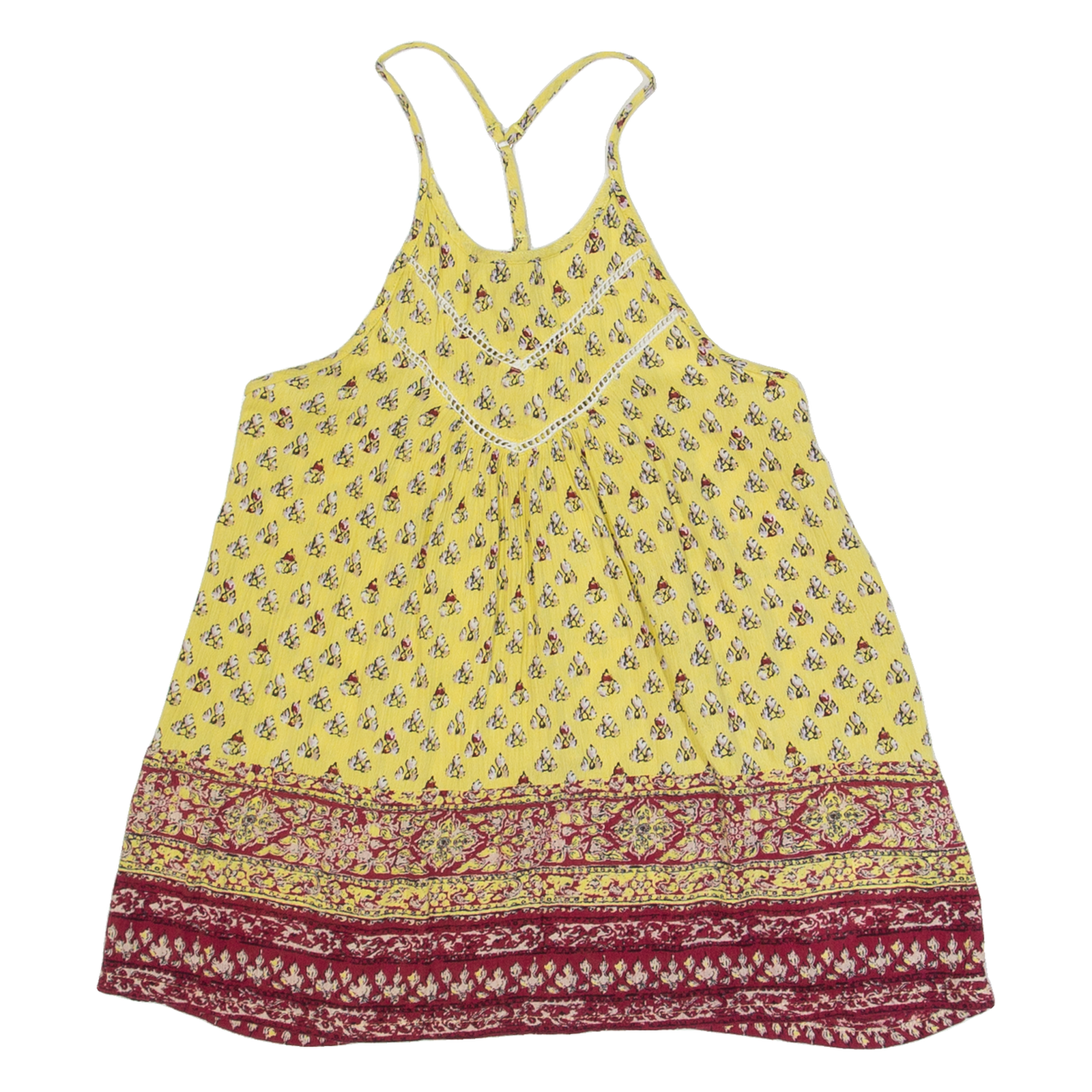 HOLLISTER Womens Camisole Top Yellow Sleeveless Floral XS Refurbished - N/A refurbished available on Cerqular
