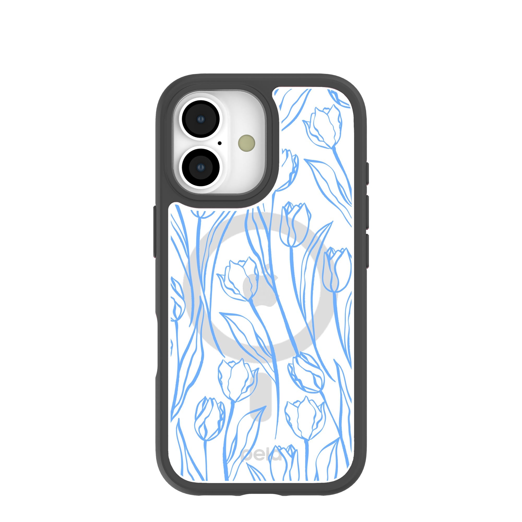 Clear Tulip Dreams iPhone 17 Case With Noir Ridge (MagSafe included) Refurbished - Pela Case refurbished available on Cerqular