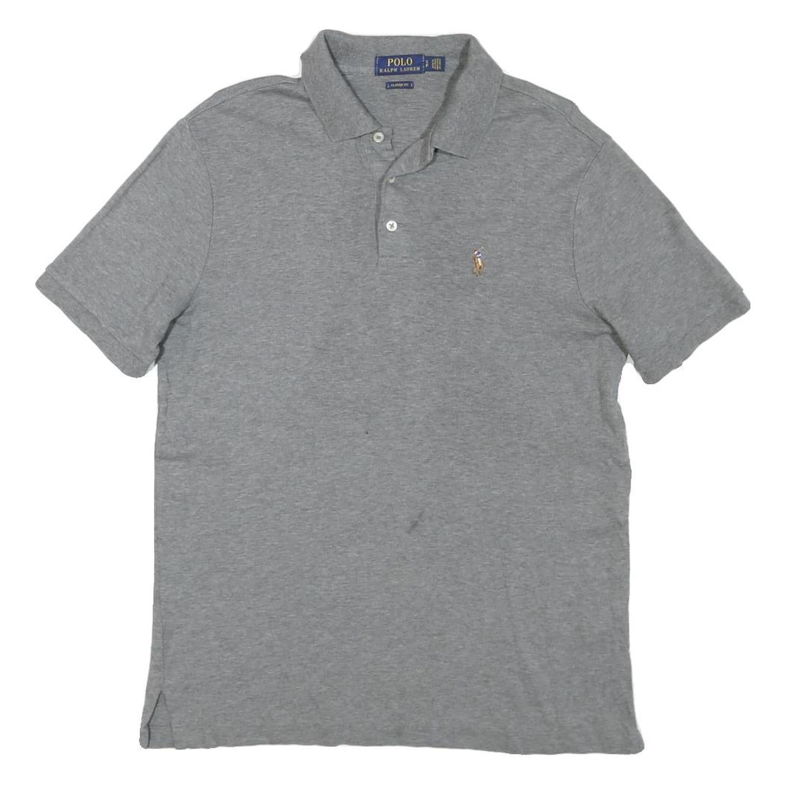 POLO RALPH LAUREN Mens Grey Short Sleeve S Plain Cotton Blend Polo Shirt Refurbished - N/A refurbished available on Cerqular