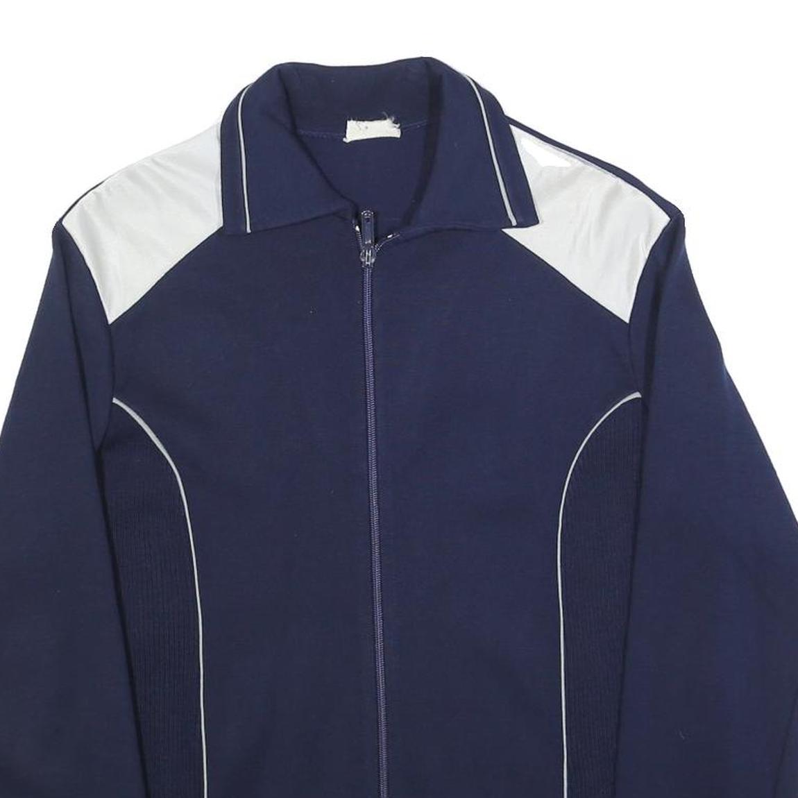 Mens Navy & White Blue Plain Zip Jacket M Polyester Blend Casual Retro Style Refurbished - N/A refurbished available on Cerqular