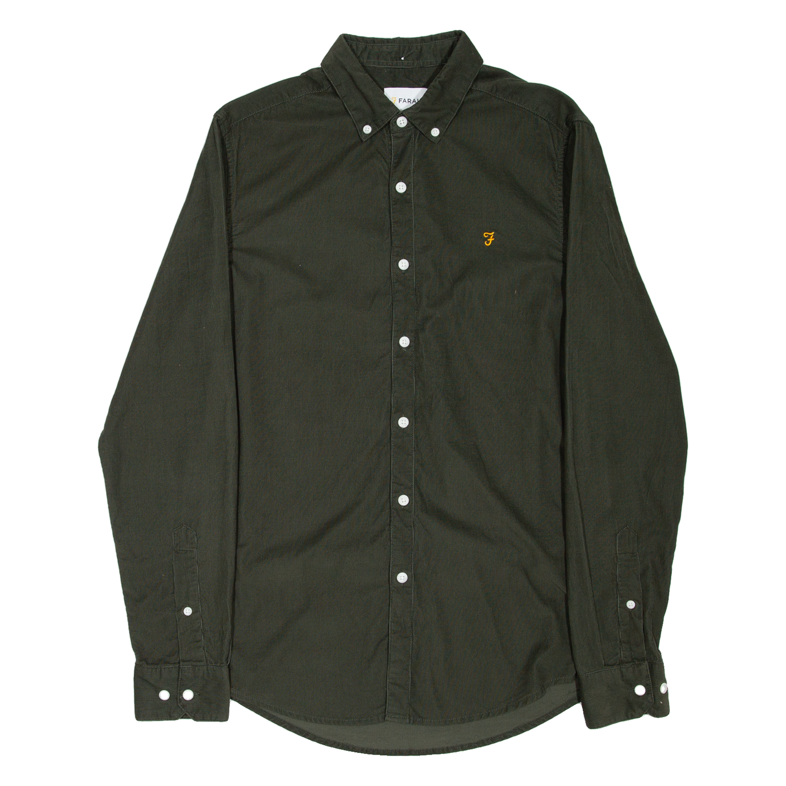 FARAH Slim Fit Mens Corduroy Shirt Green Long Sleeve S Refurbished - N/A refurbished available on Cerqular