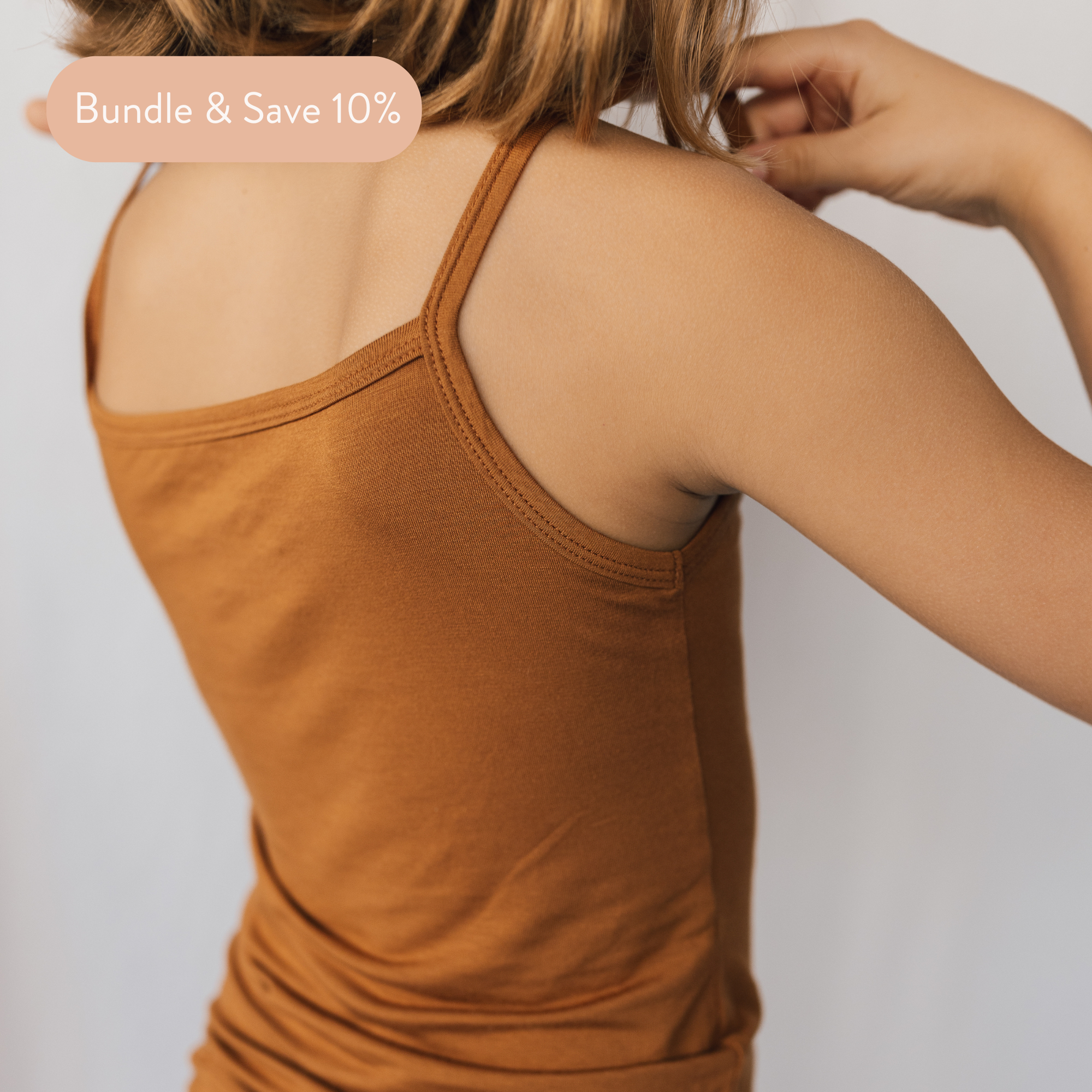 Teen Girls' TENCEL™ Micro Modal Ultra Soft Camisoles - Set of 2 | Select Size: M/L (14-16 / 160) | Color: Terry - White/Brown Refurbished - Just Peachy refurbished available on Cerqular