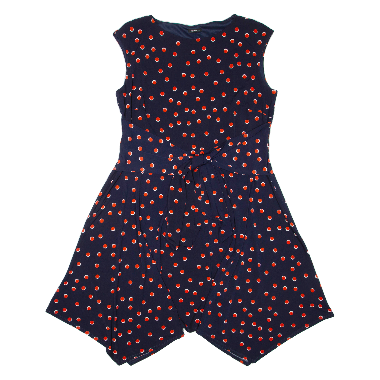 ROMAN Womens Day Dress Blue Viscose Spotted Sleeveless Knee Length 2XL Refurbished - N/A refurbished available on Cerqular