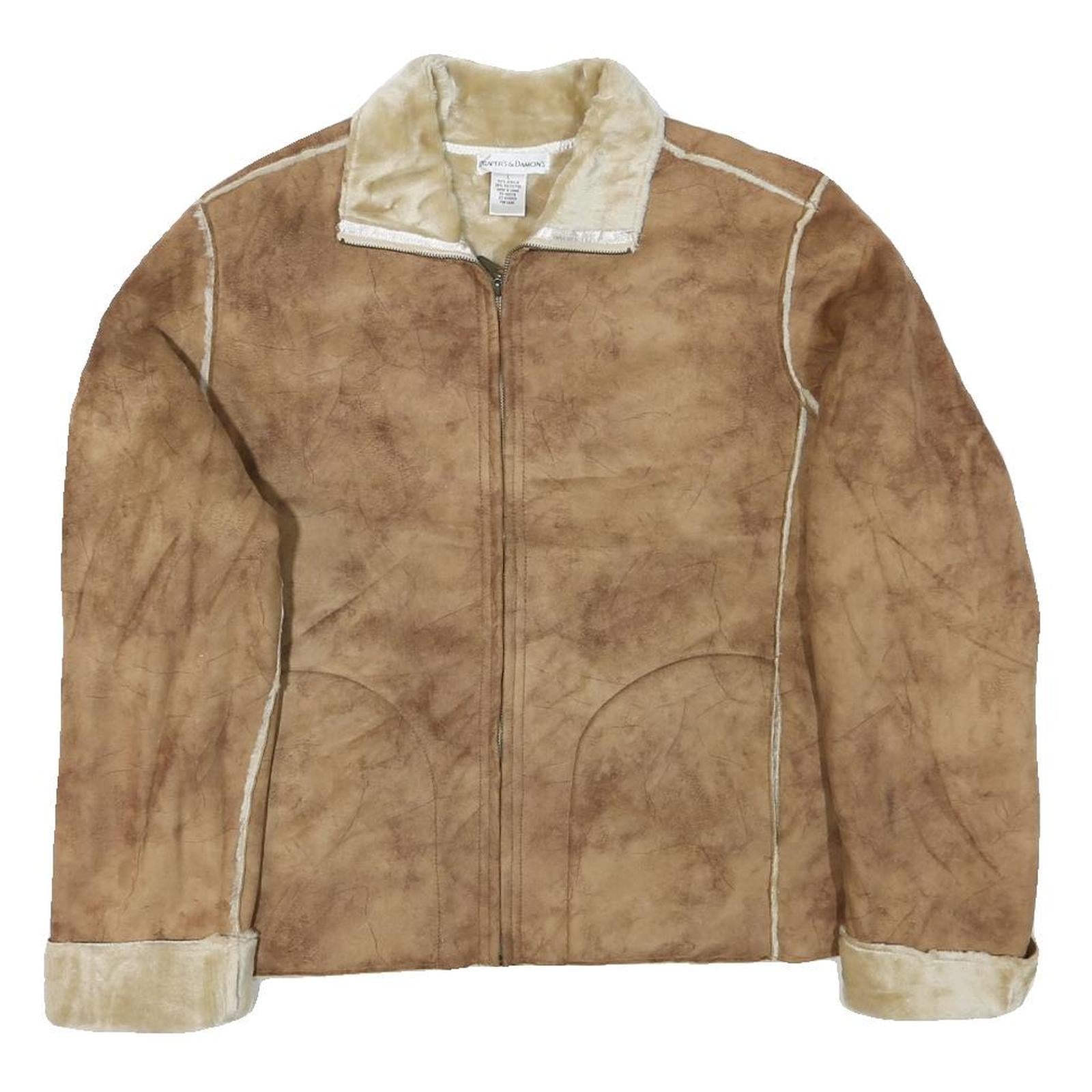 DRAPER'S & DAMON'S Womens Brown Faux Shearling Zip Jacket L Polyester Blend Refurbished - N/A refurbished available on Cerqular
