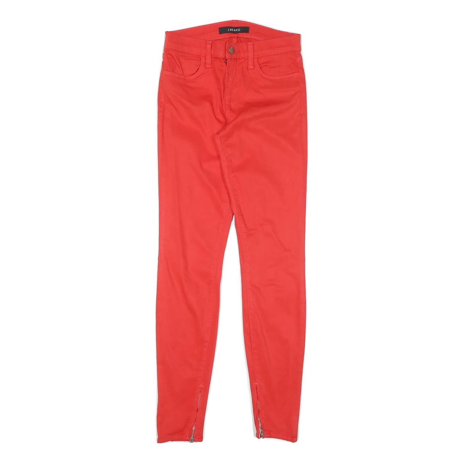 Womens Cotton Red Slim Skinny Trousers W24 L28 Slim Fit Zip Closure Refurbished - N/A refurbished available on Cerqular