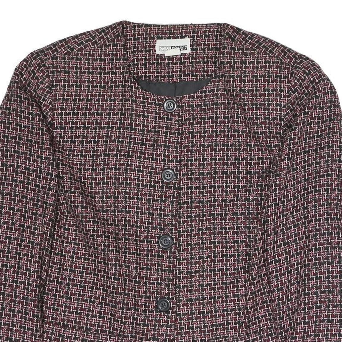 C.M SHAPES Womens Black & Pink Checked Tailored Button Blazer L Polyester Blend Refurbished - N/A refurbished available on Cerqular