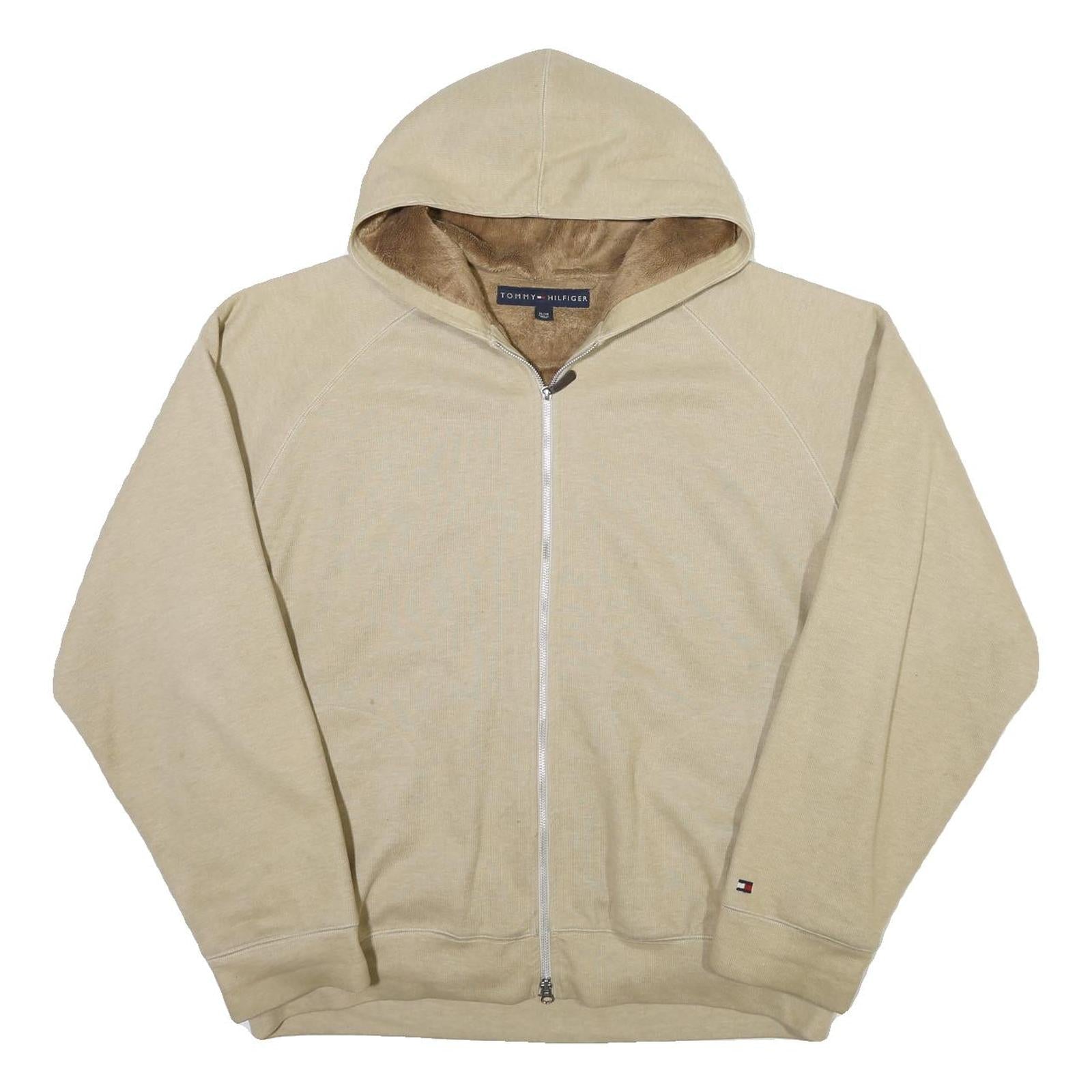 TOMMY HILFIGER Mens Beige Hoodie Jacket XL Polyester Blend Plain Zip Casual Refurbished - N/A refurbished available on Cerqular