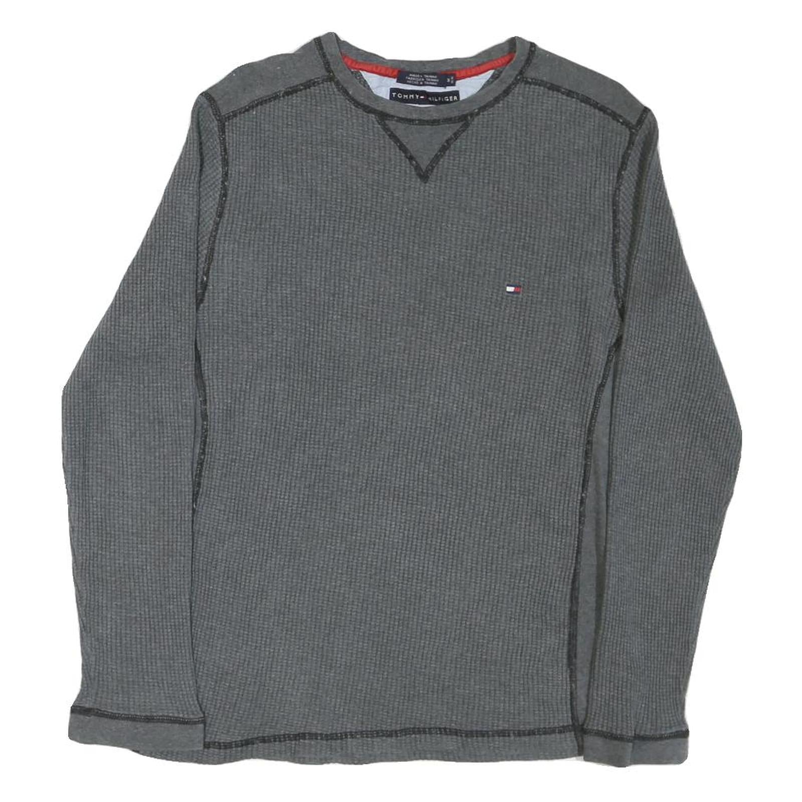 TOMMY HILFIGER Womens Grey Long Sleeve Crew Neck Cotton Blend T-Shirt M Refurbished - N/A refurbished available on Cerqular