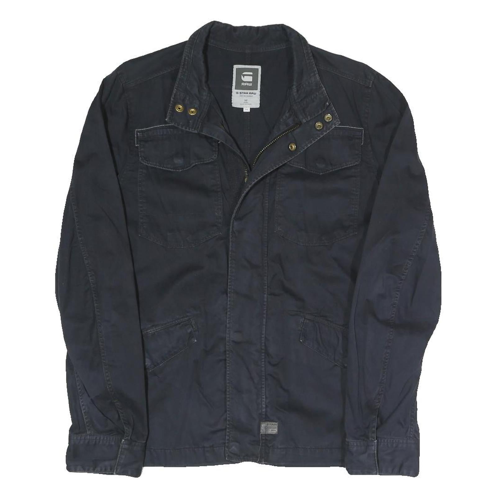 G-STAR Mens Black Slim Jacket M Cotton Blend Zip Chest Pockets Casual Outerwear Refurbished - N/A refurbished available on Cerqular