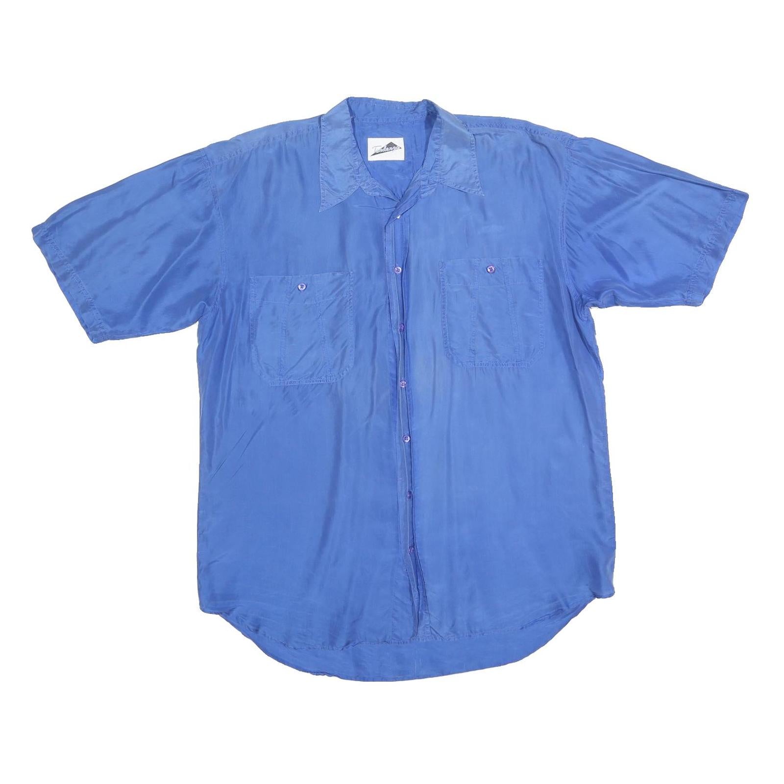 TENDENZA Mens Blue Plain Shirt L Casual Short Sleeve Summer Refurbished - N/A refurbished available on Cerqular