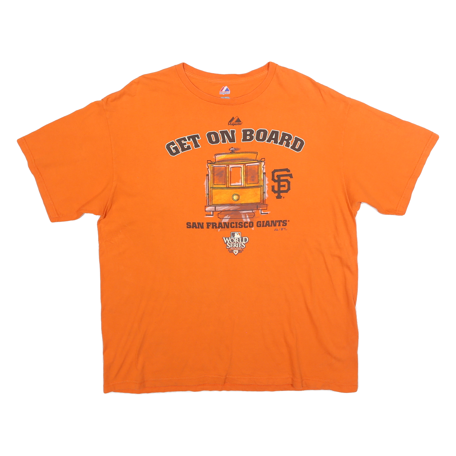 MAJESTIC Mens Orange San Francisco Giants Graphic T-Shirt XL Short Sleeve Crew Refurbished - N/A refurbished available on Cerqular